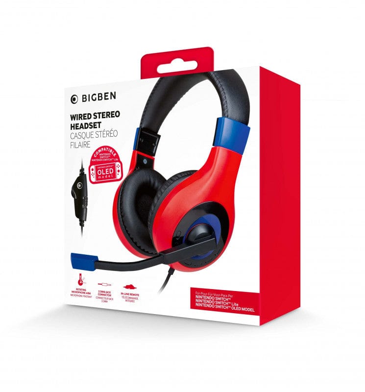 BIGBEN NINTENDO SWITCH HEADSET MARIO RED/BLUE SLUŠALKE 3665962007046