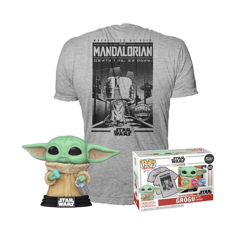 FUNKO POP & TEE: MANDO - GROGU W/COOKIE 889698636247