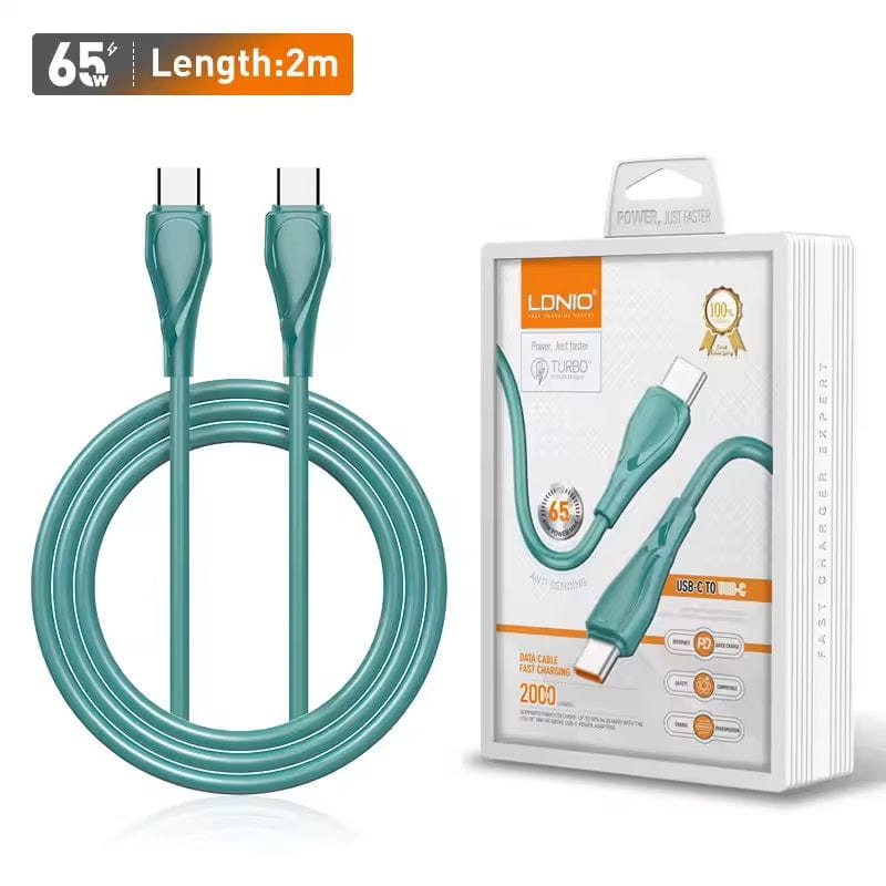 LDNIO CHARGING DATA CABLE (C-C) 65W 2M GREEN LC612C 6933138601112