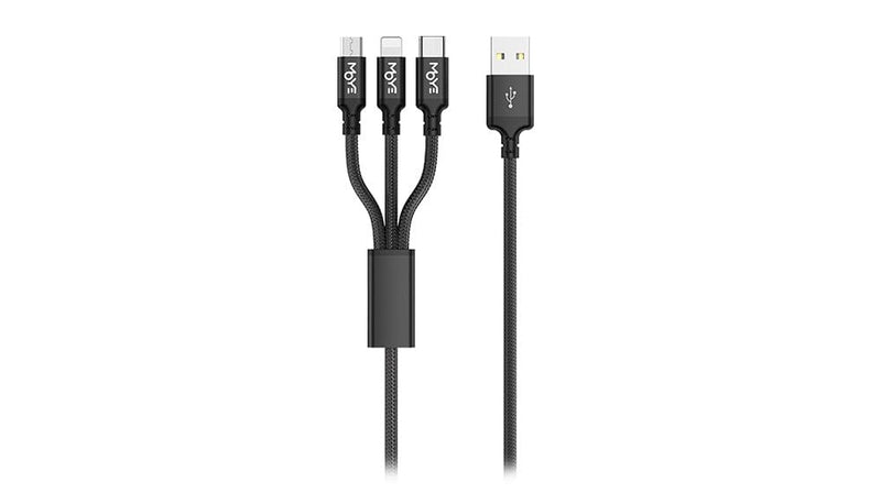 MOYE CONNECT 3 IN 1 USB kabel dolžine 1 meter črne barve 8605042603190