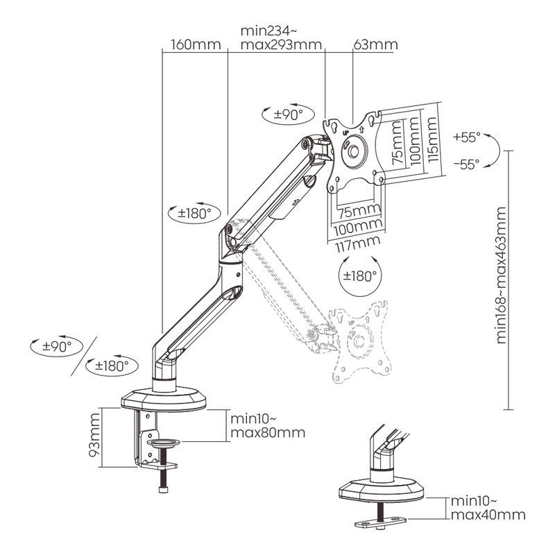 MOYE MONITOR ARM SINGLE MONITOR NOSILEC ZA MONITOR 8605042605590