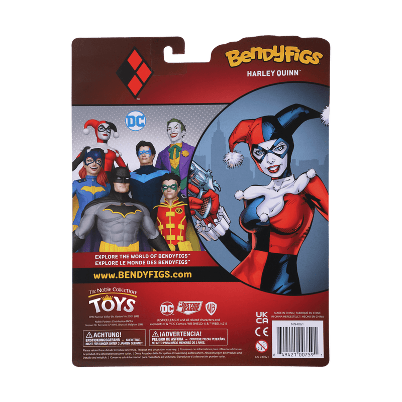 NOBLE COLLECTION DC - SS - HARLEY QUINN JESTER BENDYFIG 849421007591