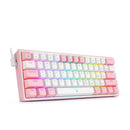 REDRAGON FIZZ RAINBOW K617 RGB MEHANSKA TIPKOVNICA BELA/ROZA - RDEČA STIKALA 6950376706775