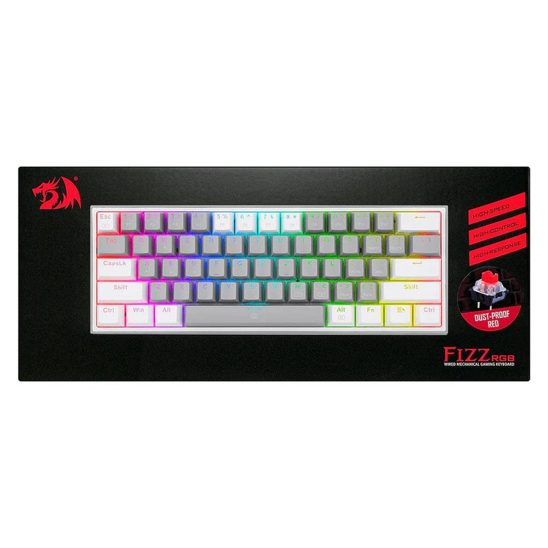 REDRAGON FIZZ RAINBOW K617 RGB MEHANSKA TIPKOVNICA SIVA/BELA - RDEČA STIKALA 6950376706805