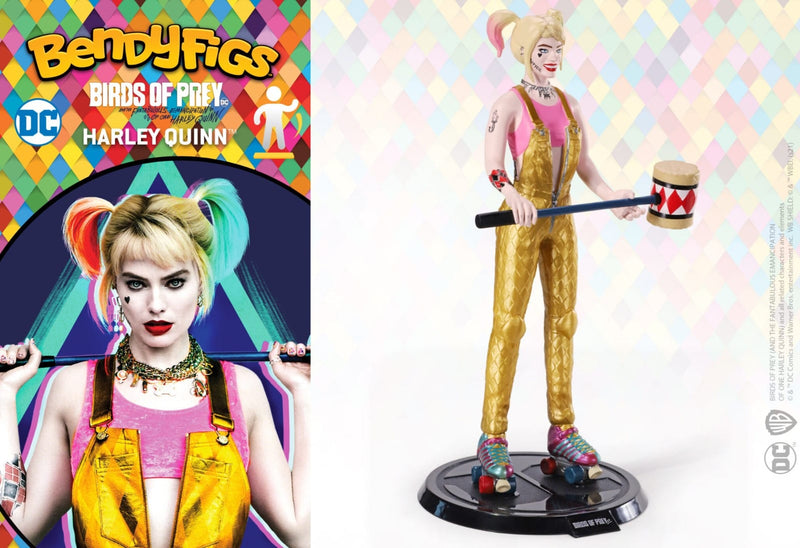 NOBLE COLLECTION - DC - BENDYFIGS - HARLEY QUINN WITH MALLET (BIRDS OF PREY) FIGURA 849421007096