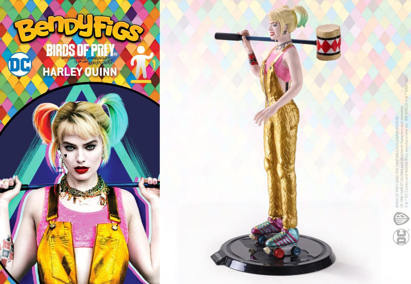 NOBLE COLLECTION - DC - BENDYFIGS - HARLEY QUINN WITH MALLET (BIRDS OF PREY) FIGURA 849421007096